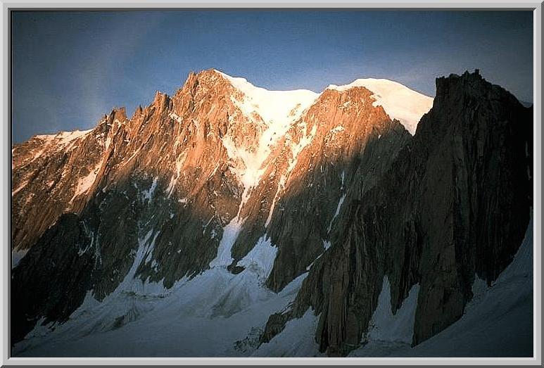 Weg von Turiner Hütte in Richtung Aiguille du Midi, Morgensonne